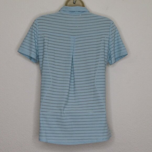 Adidas Womens Small Climacool Perforated Short Sleeve Blue Polo Tennis Shirt Top - Picture 5 of 10